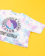 Vintage 90s Crocodile Yacht Club Sydney Australia Tie Dye Crop Top