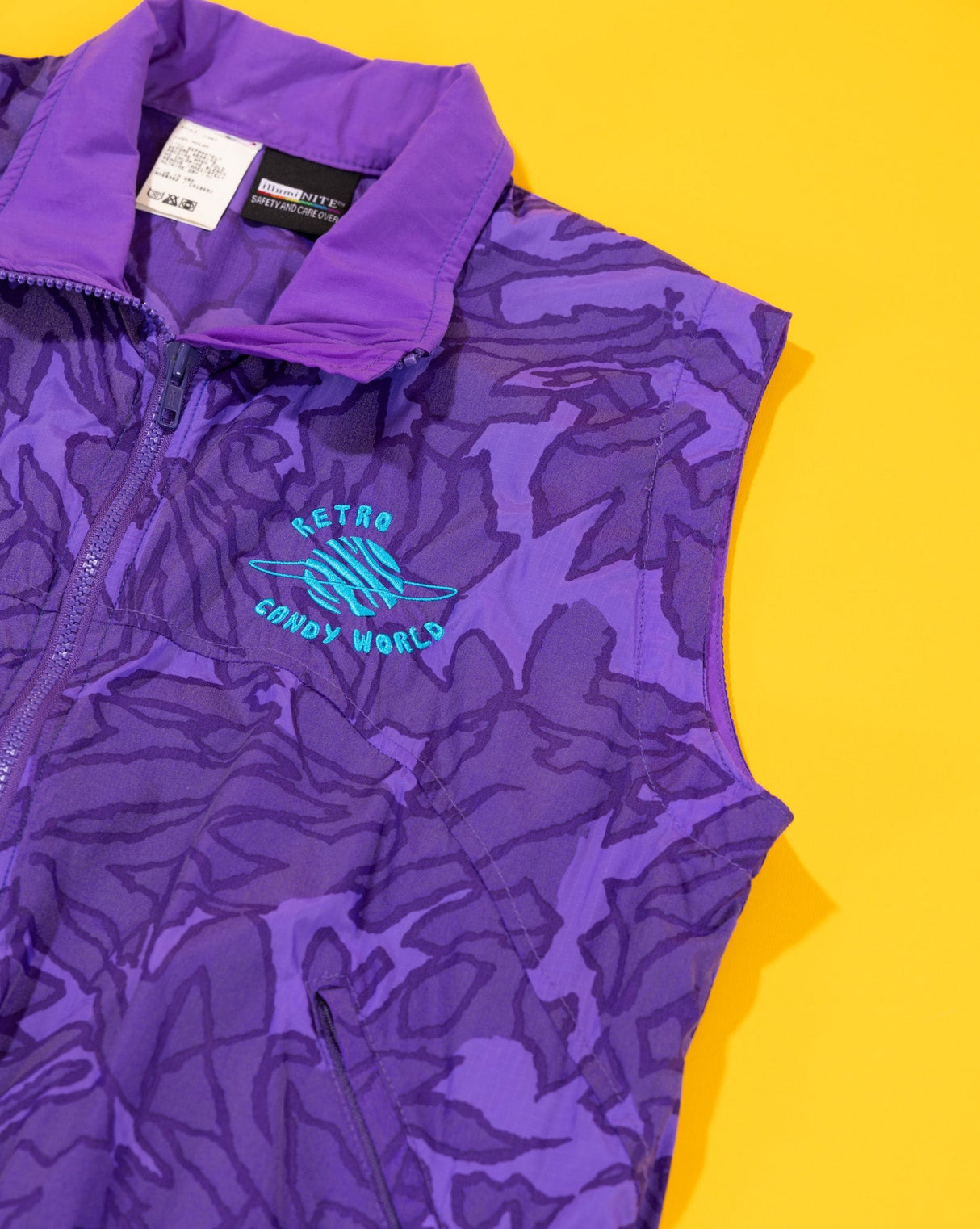 Vintage 80s Retro Candy World Custom Embroidered Windbreaker Vest