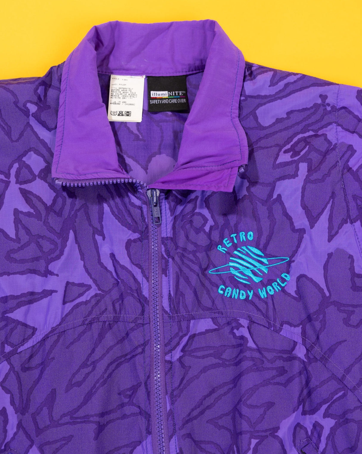 Vintage 80s Retro Candy World Custom Embroidered Windbreaker Vest