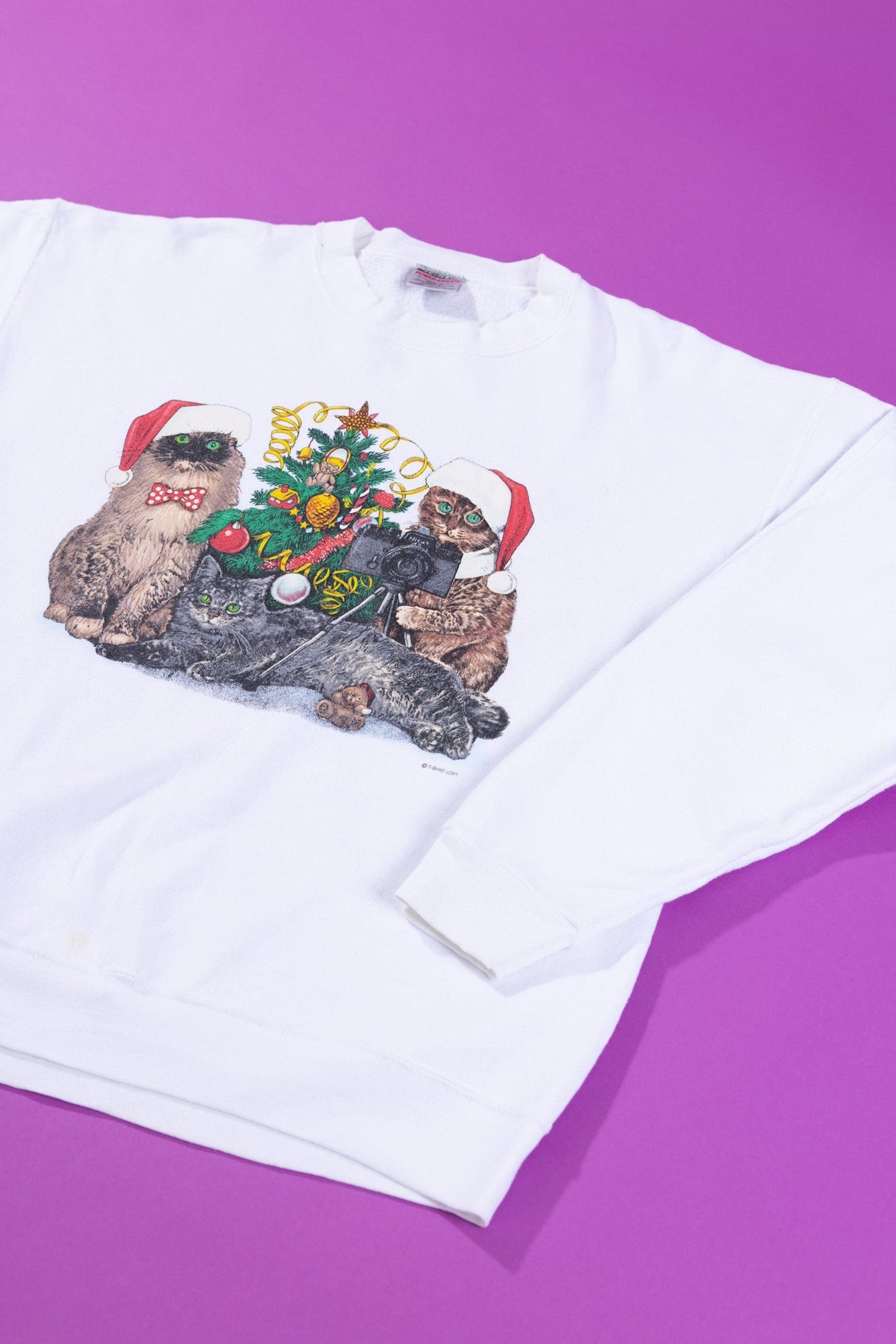 Vintage 90s Christmas Cats Crewneck