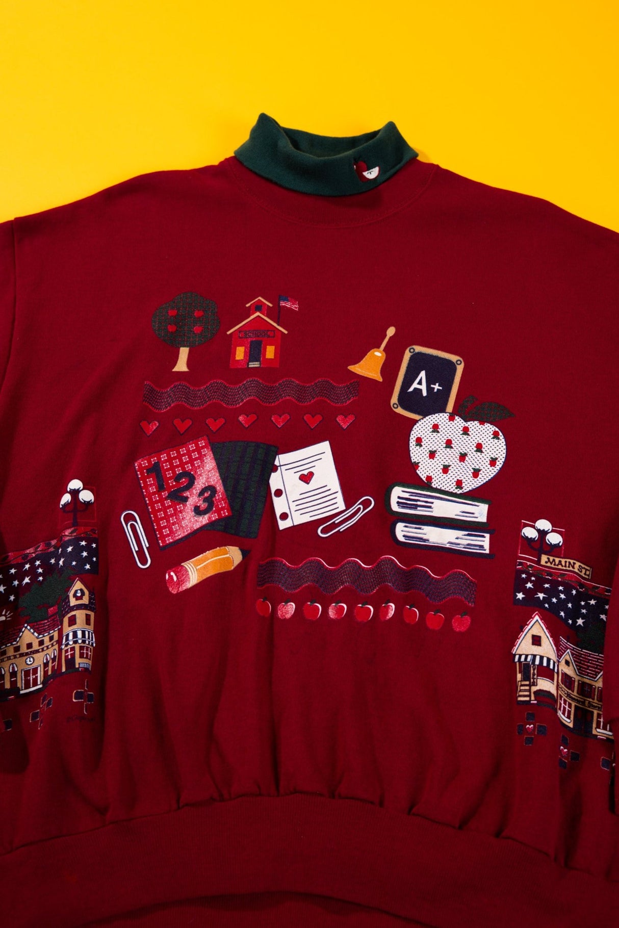 Vintage 90s Gopher Sport 'Back to School' Turtleneck Sweater