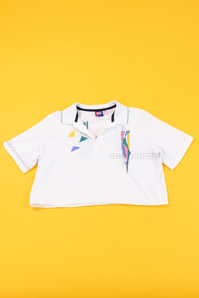 Upcycled 80s Tail Tennis Polo Crop Top