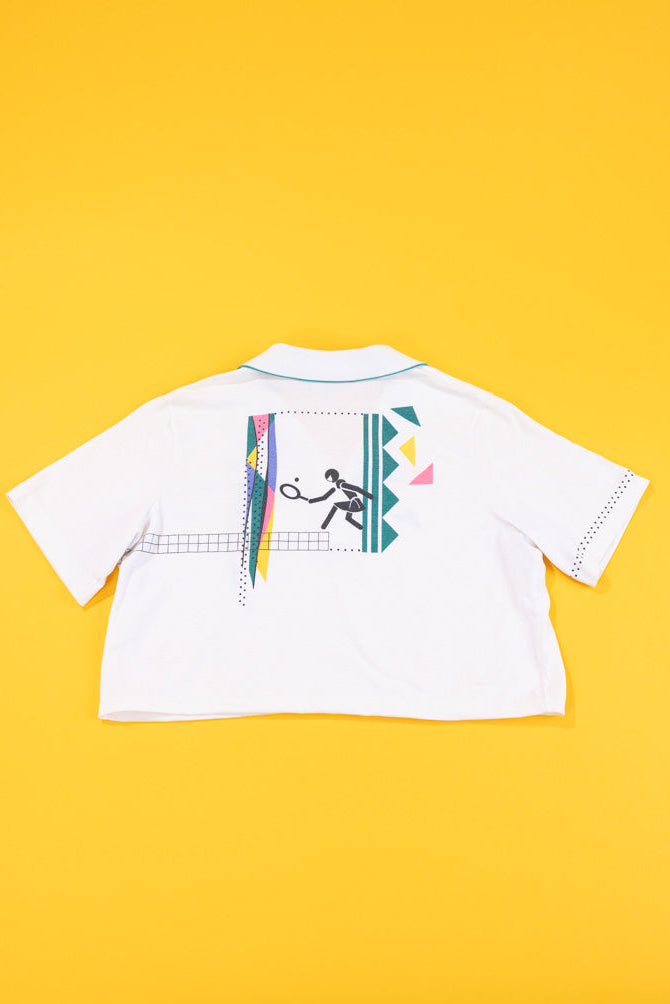 Upcycled 80s Tail Tennis Polo Crop Top