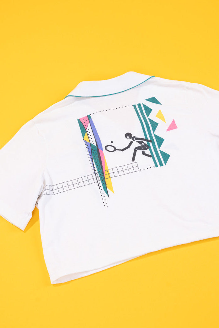 Upcycled 80s Tail Tennis Polo Crop Top