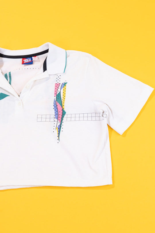 Upcycled 80s Tail Tennis Polo Crop Top