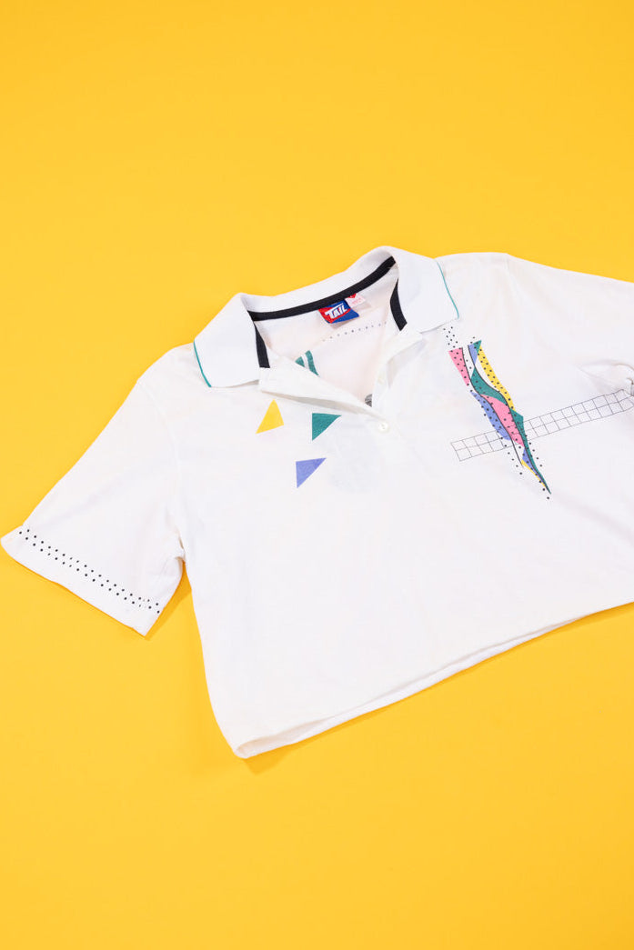 Upcycled 80s Tail Tennis Polo Crop Top