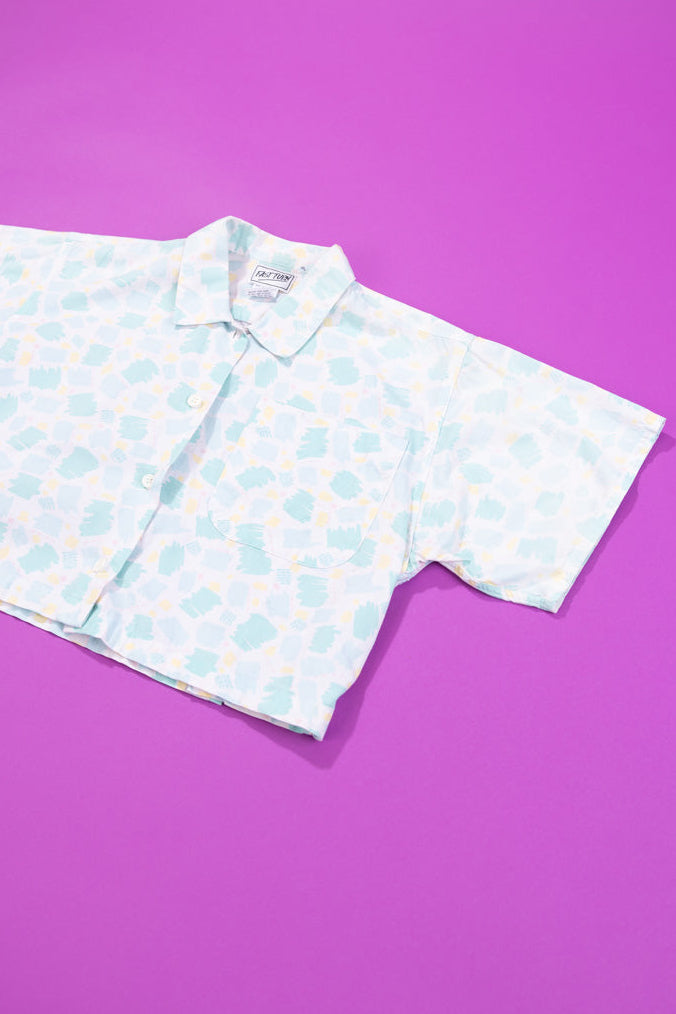 Vintage 80s Fast Turn Cropped Button Up