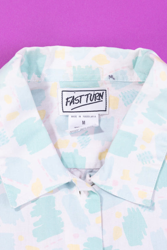 Vintage 80s Fast Turn Cropped Button Up