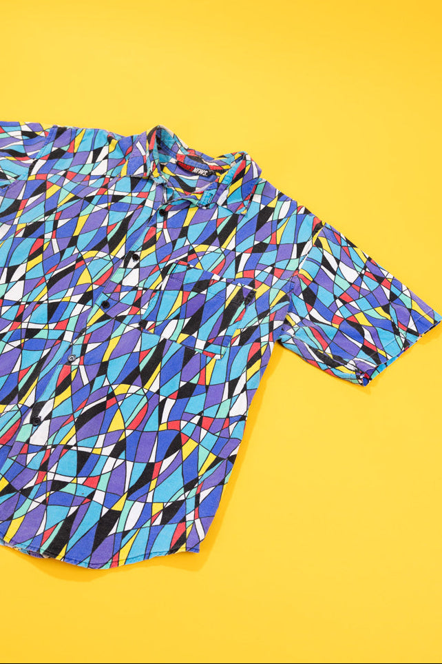 Vintage 80s Todays News Button Up