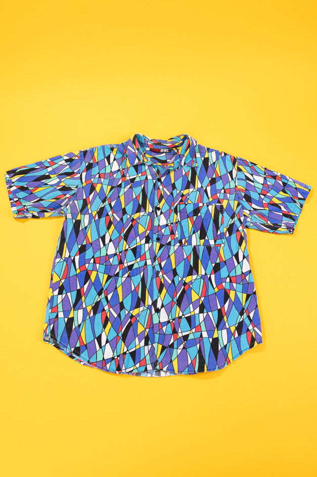 Vintage 80s Todays News Button Up