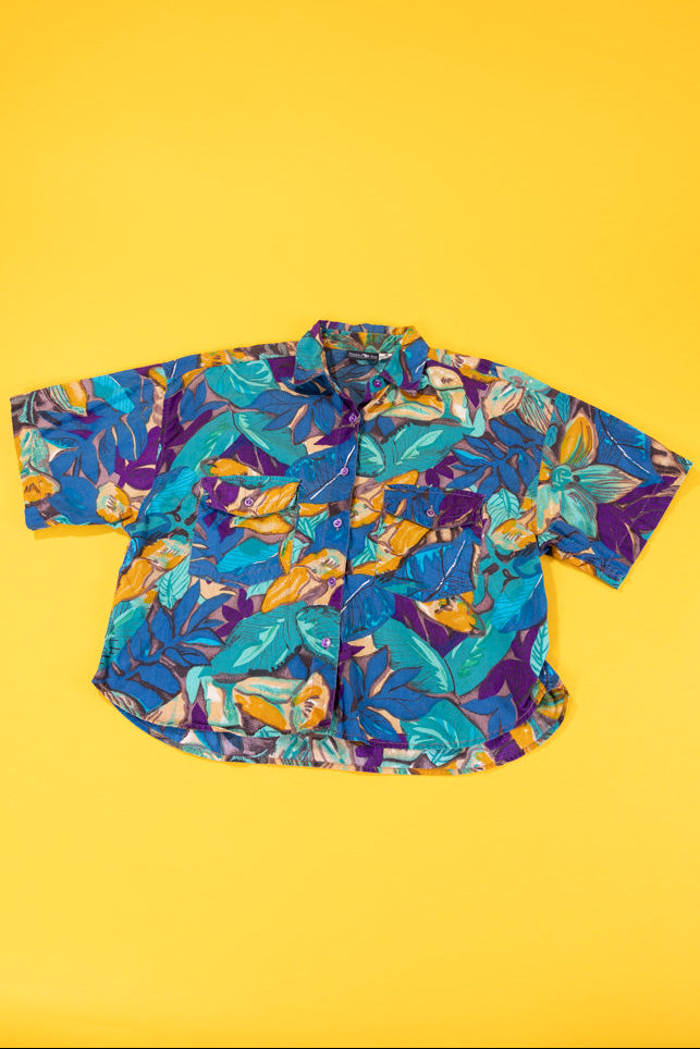 Vintage 90s Hunters Run Cropped Button Up