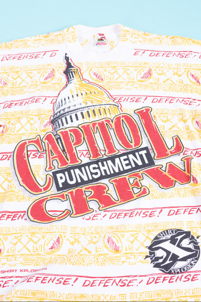 Vintage 1991 NHL Washington Capitol Punishment Crew AOP T-shirt