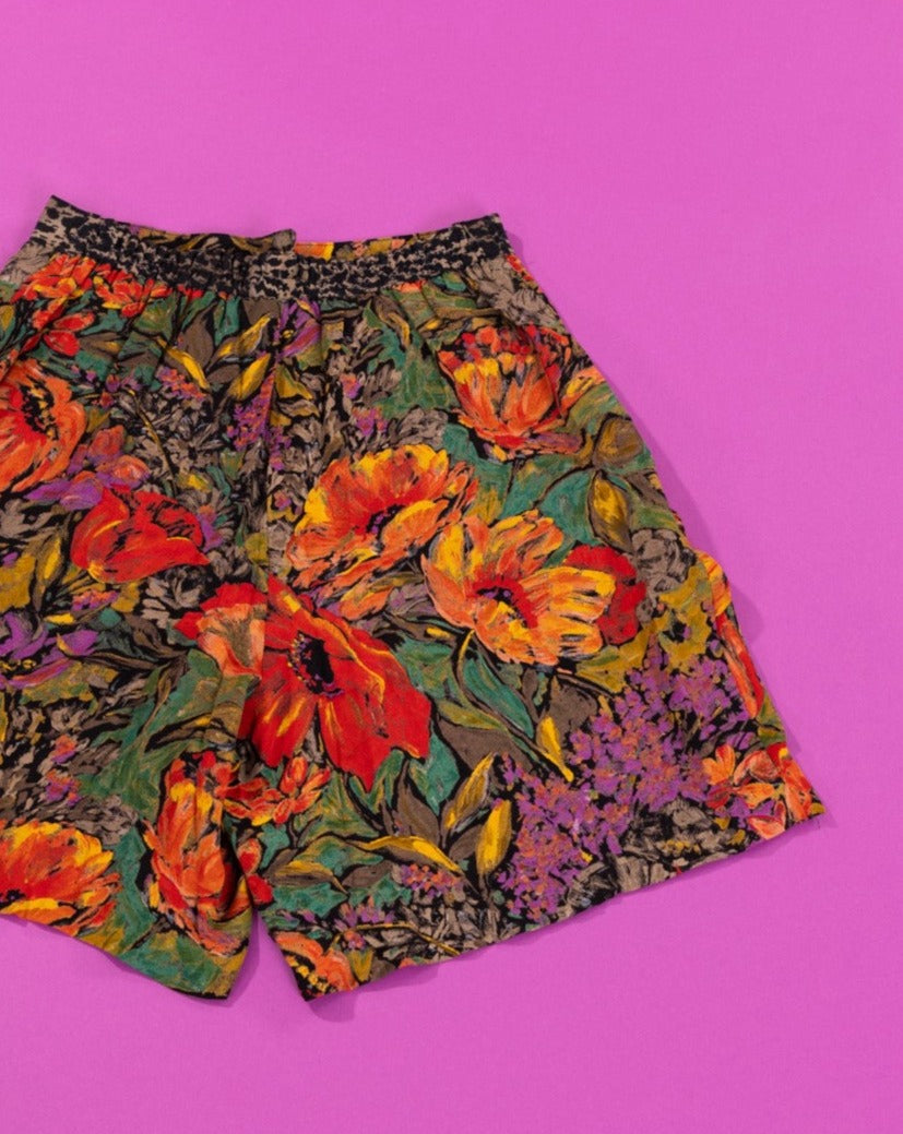 Vintage 90s Platinum Petites Retro Fall Button Up & Shorts Set