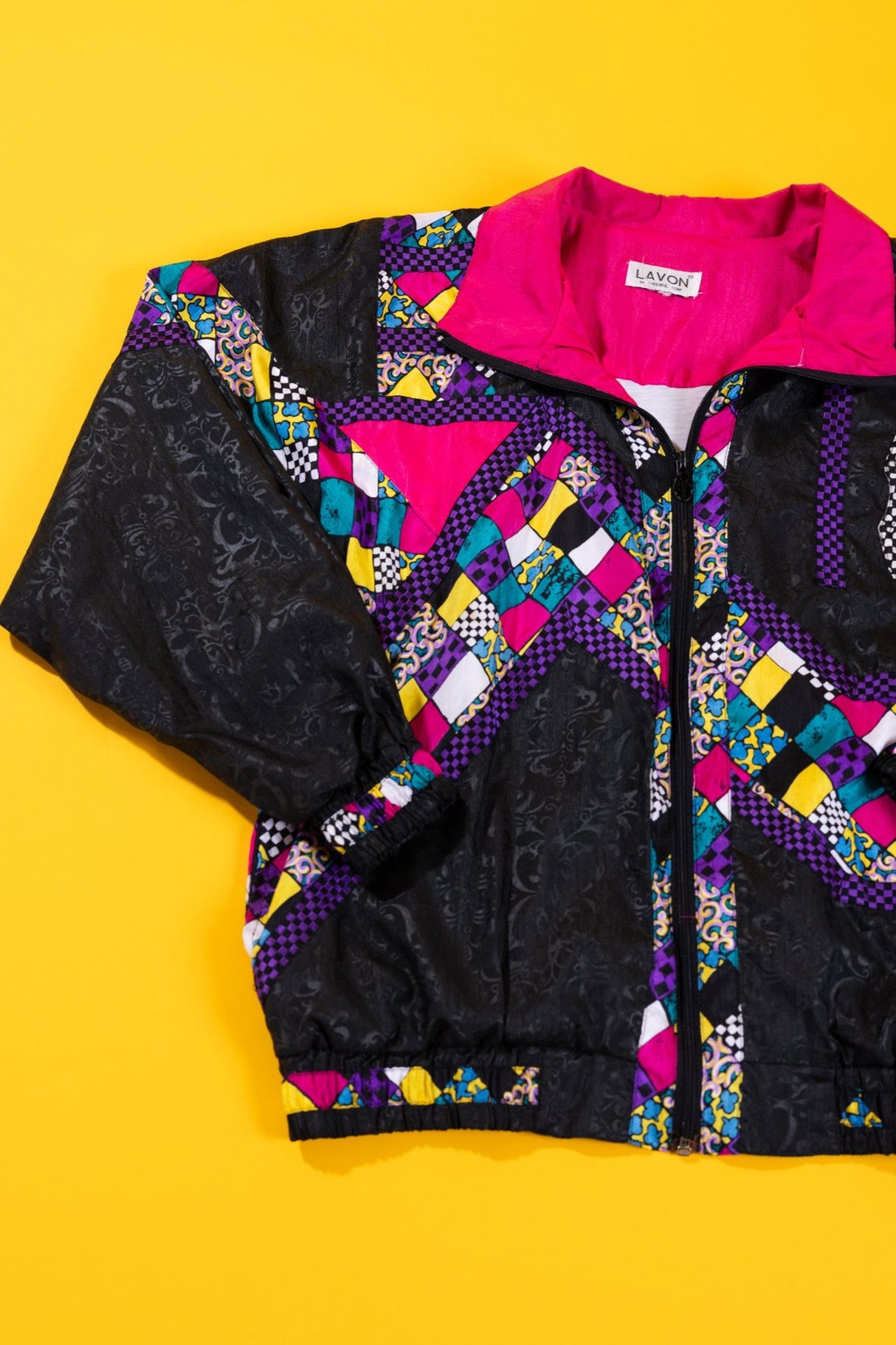 Vintage 90s Lavon Windbreaker (Black/Pink)