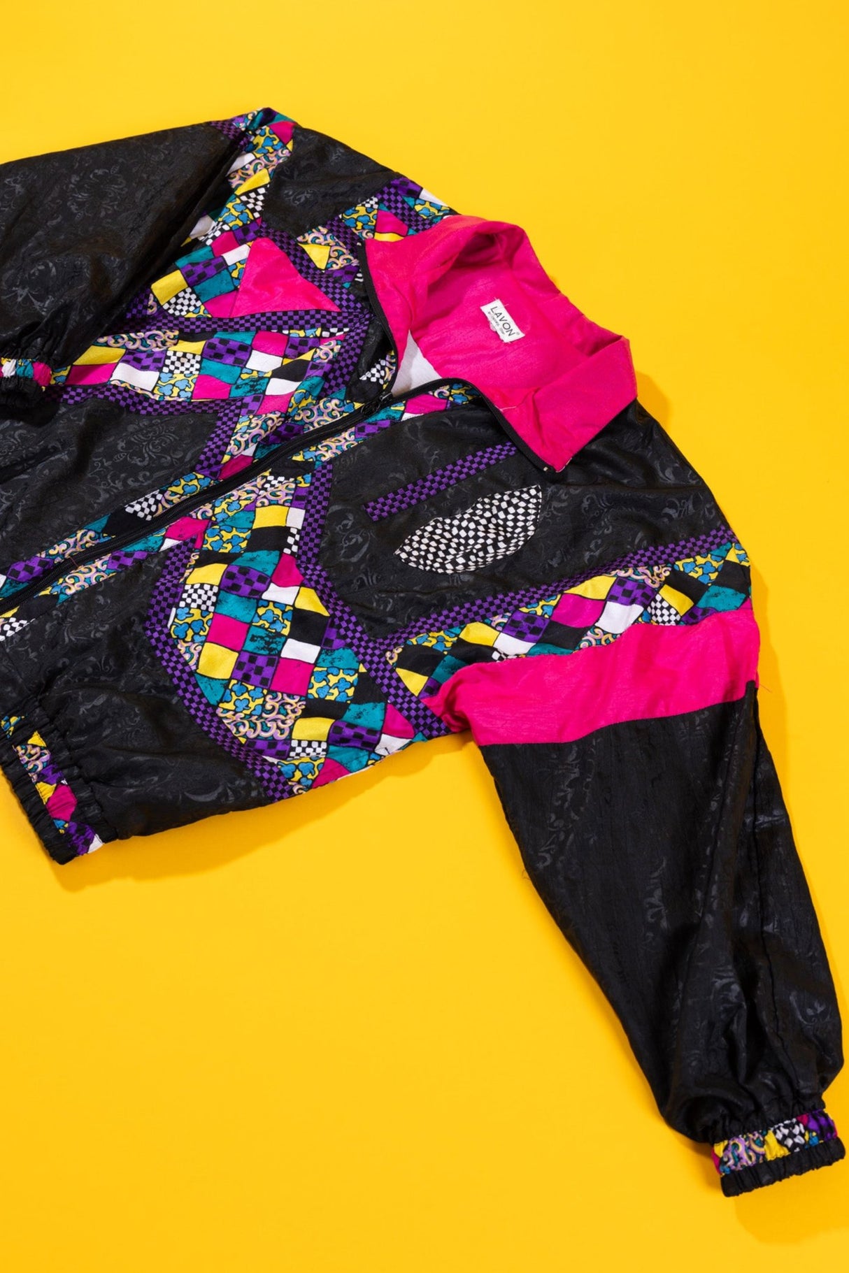 Vintage 90s Lavon Windbreaker (Black/Pink)