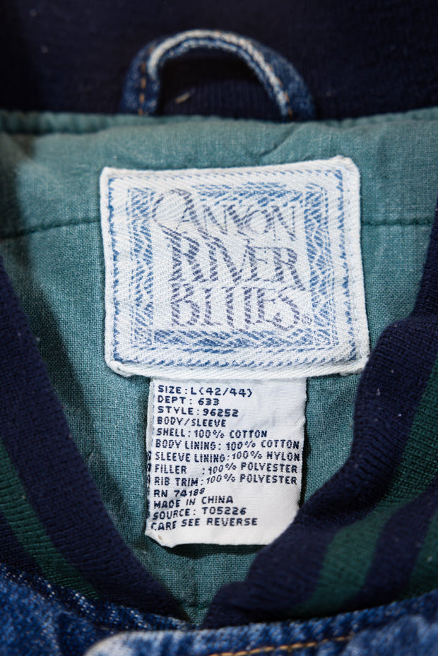 Vintage 90s Canyon River Blues Denim Varsity Jacket