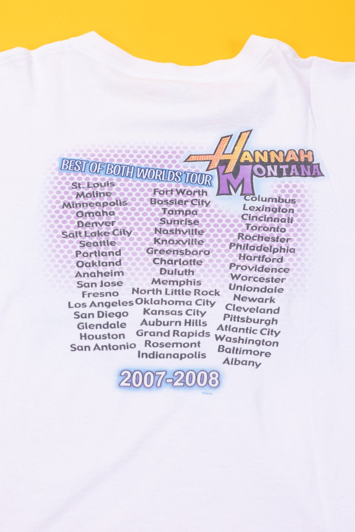 Vintage 2007 Hannah Montana Best of Both Worlds Tour T-shirt