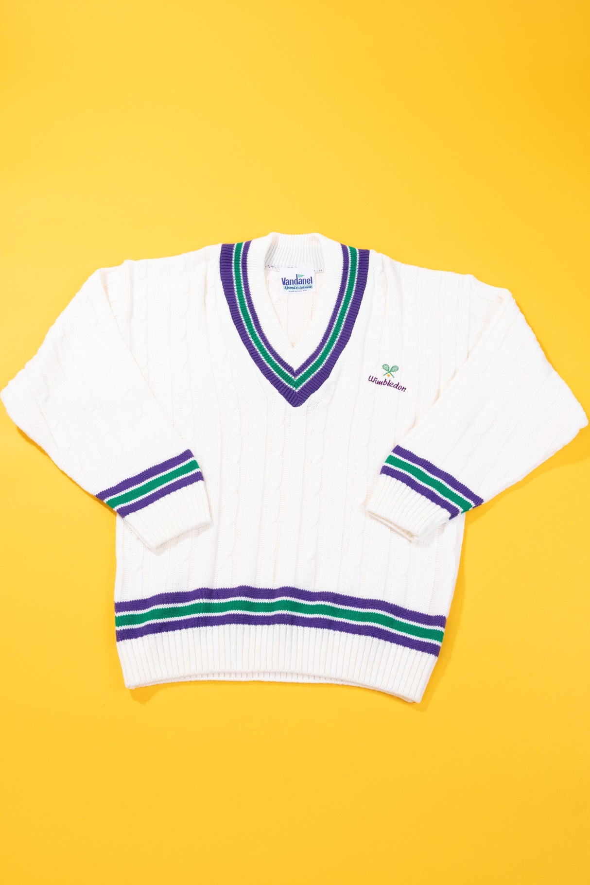 Vintage 80s Vandanel Wimbledon Cable Knit Pullover Sweater