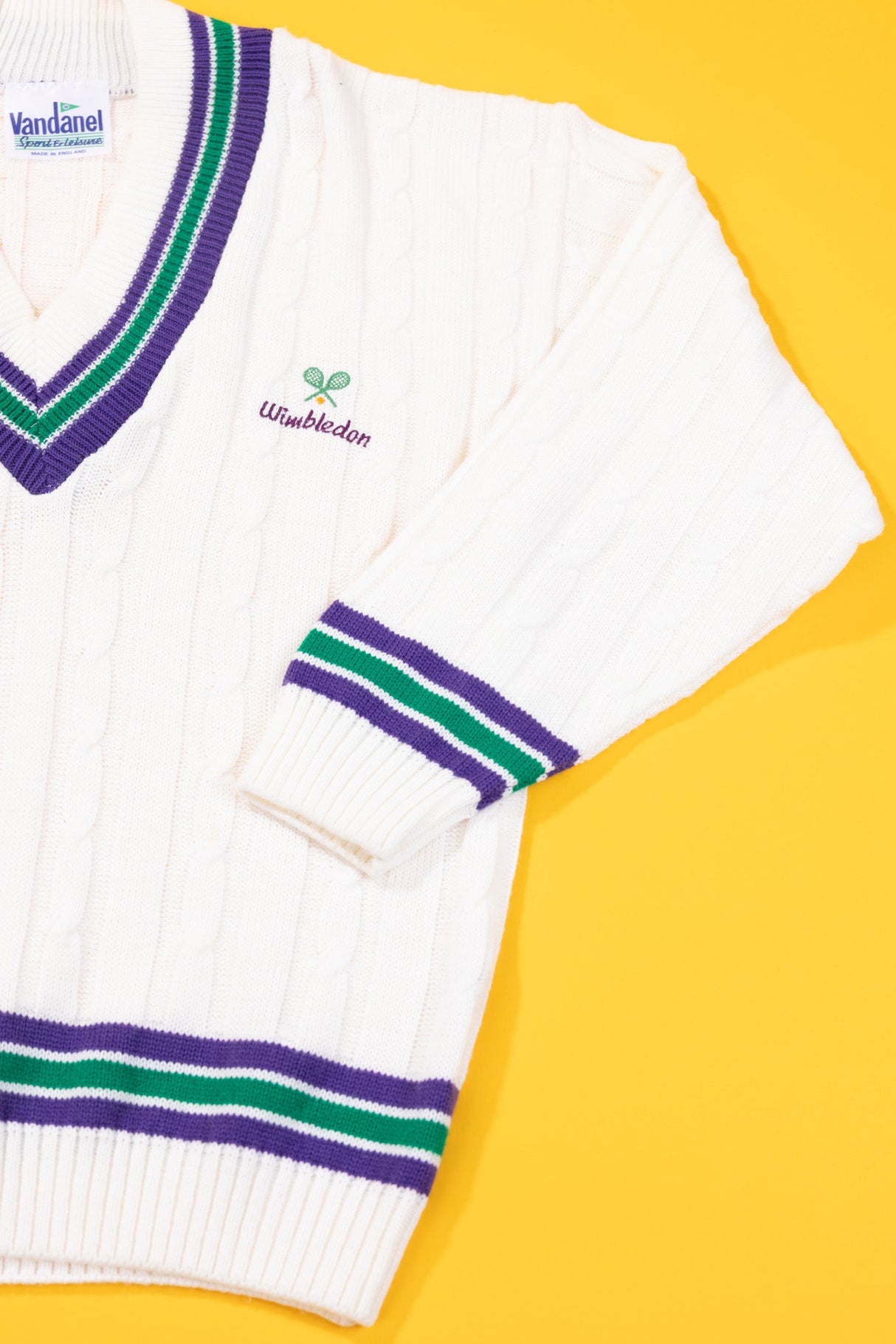 Vintage 80s Vandanel Wimbledon Cable Knit Pullover Sweater