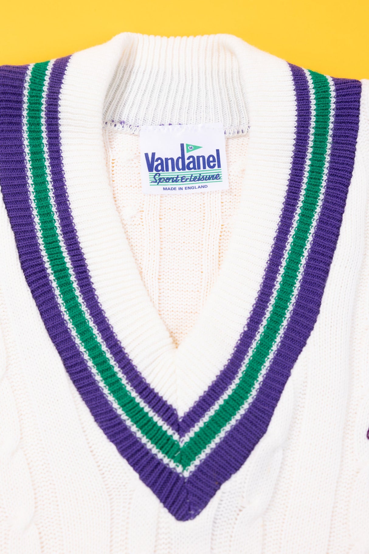 Vintage 80s Vandanel Wimbledon Cable Knit Pullover Sweater
