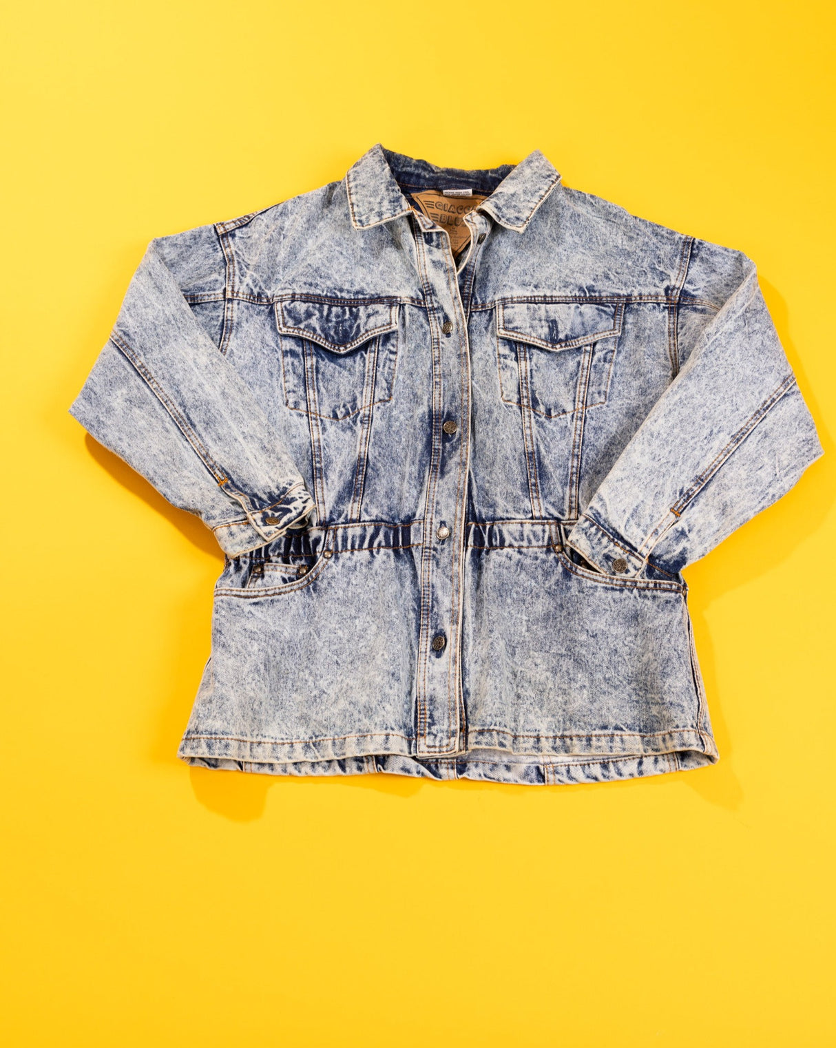 Vintage 80s Giacca Blu's Acid Wash Denim Jacket