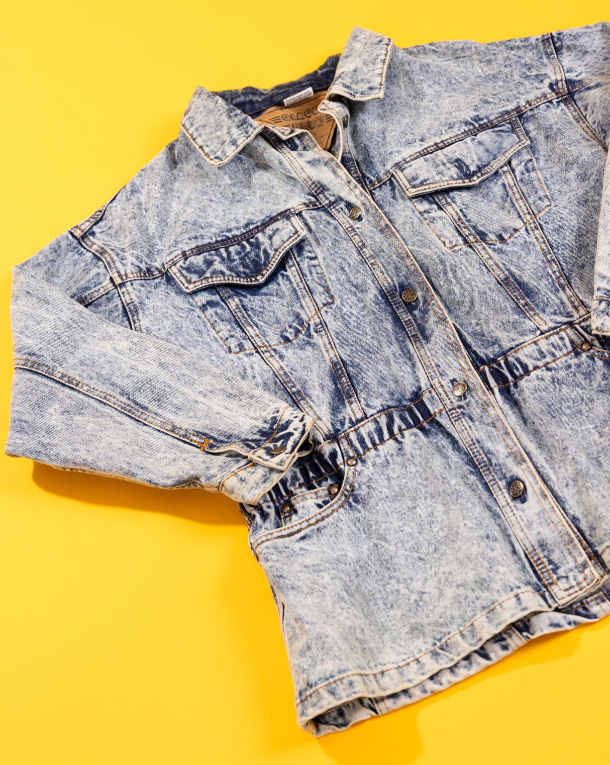 Vintage 80s Giacca Blu's Acid Wash Denim Jacket