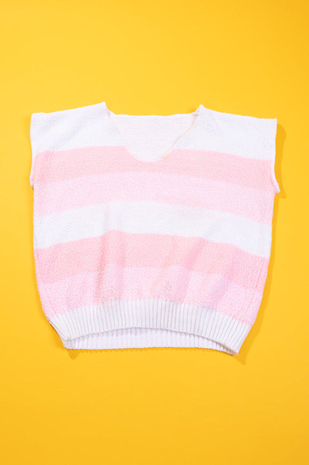 Vintage 80s Striped Sleeveless V-neck