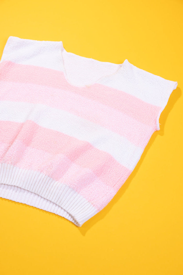 Vintage 80s Striped Sleeveless V-neck