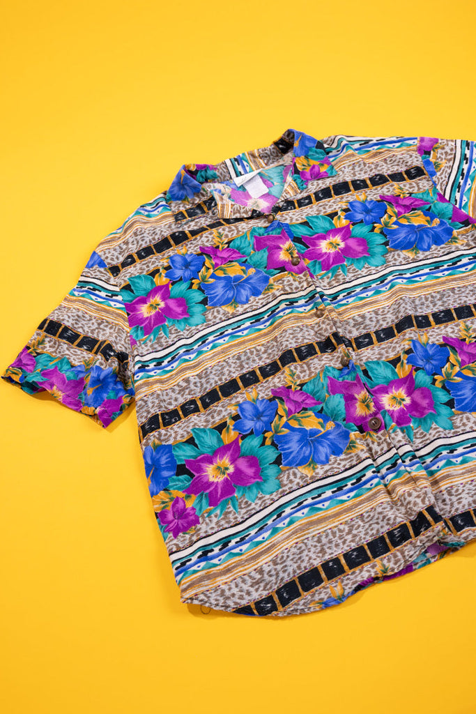 Vintage 90s Kathie Lee Plus Tropical Button Up