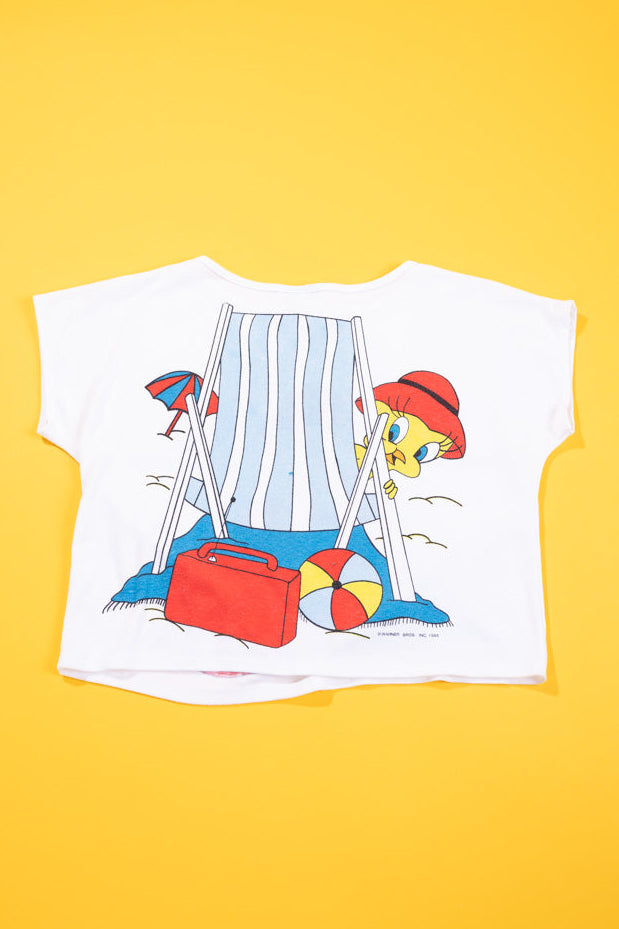 Vintage 1985 Tweety Bird Beach Crop Top