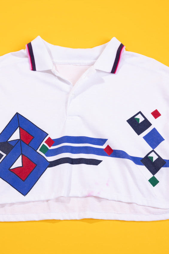 Upcycled 90s Retro Collared Crop Top