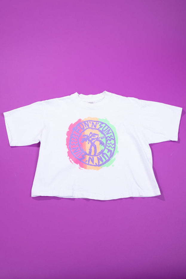 Vintage 80s Fun 'N' Sun Crop Tee