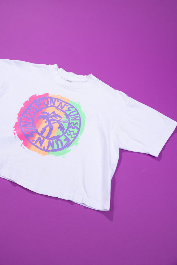 Vintage 80s Fun 'N' Sun Crop Tee