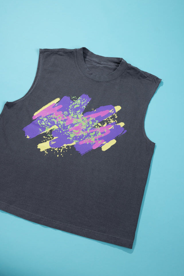 RCW Retro Splash Muscle Tank (Faded Black)