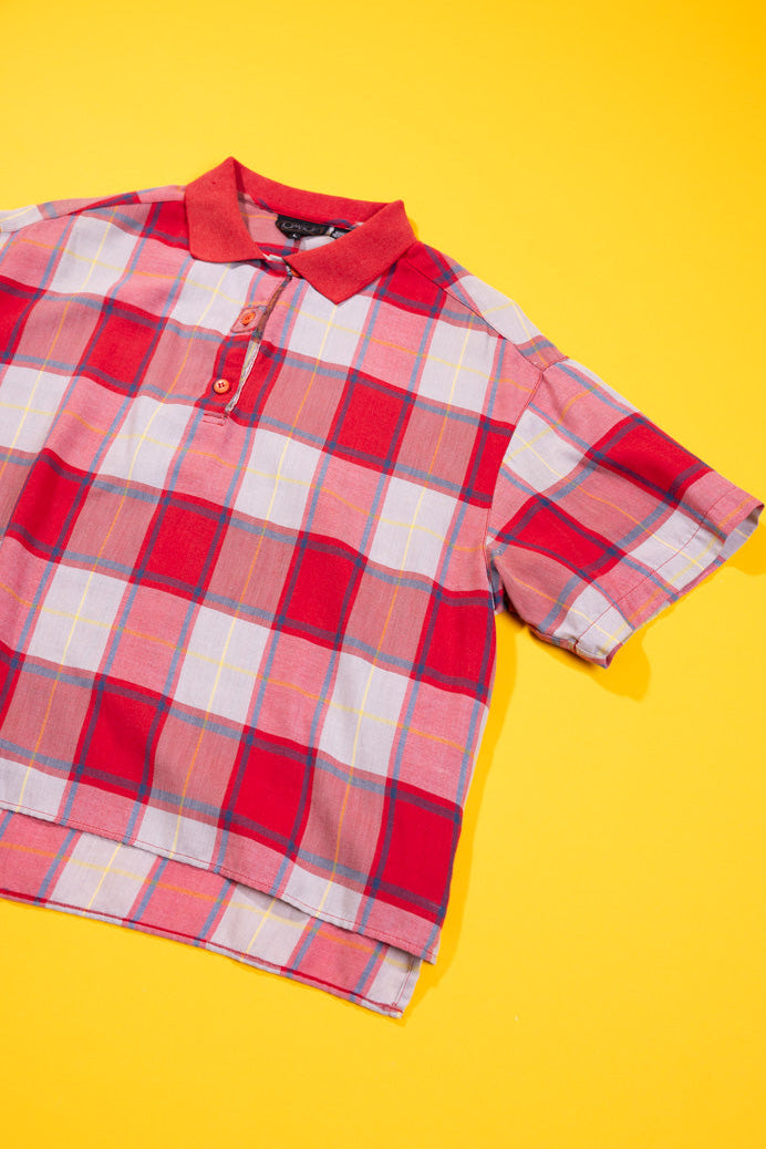 Vintage 80s Tomboy Plaid Collared Shirt