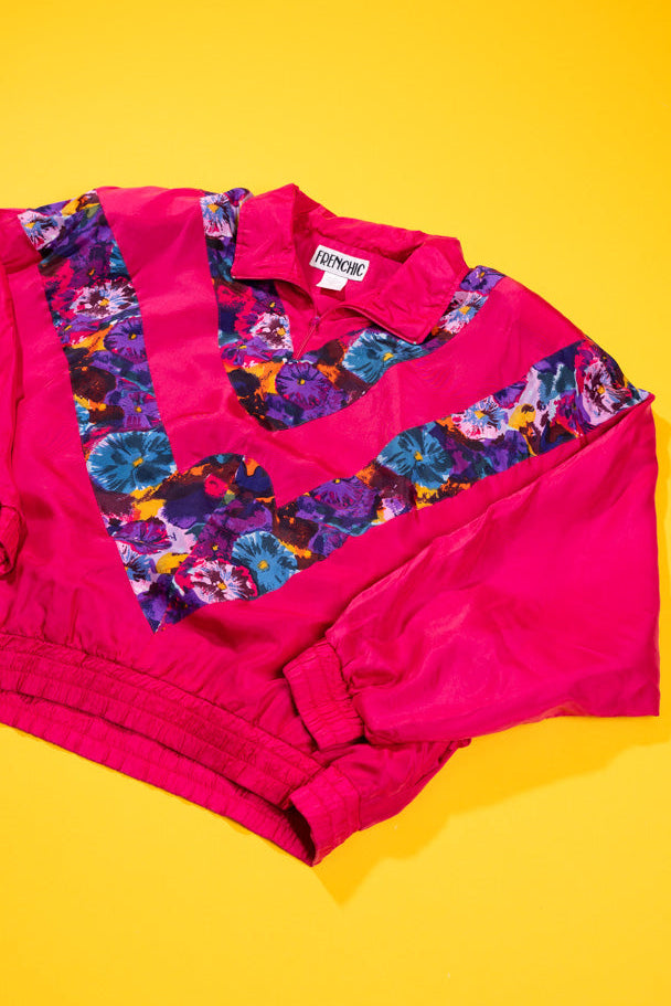 Vintage 80s Frenchic Quarter Zip Silk Pullover Jacket