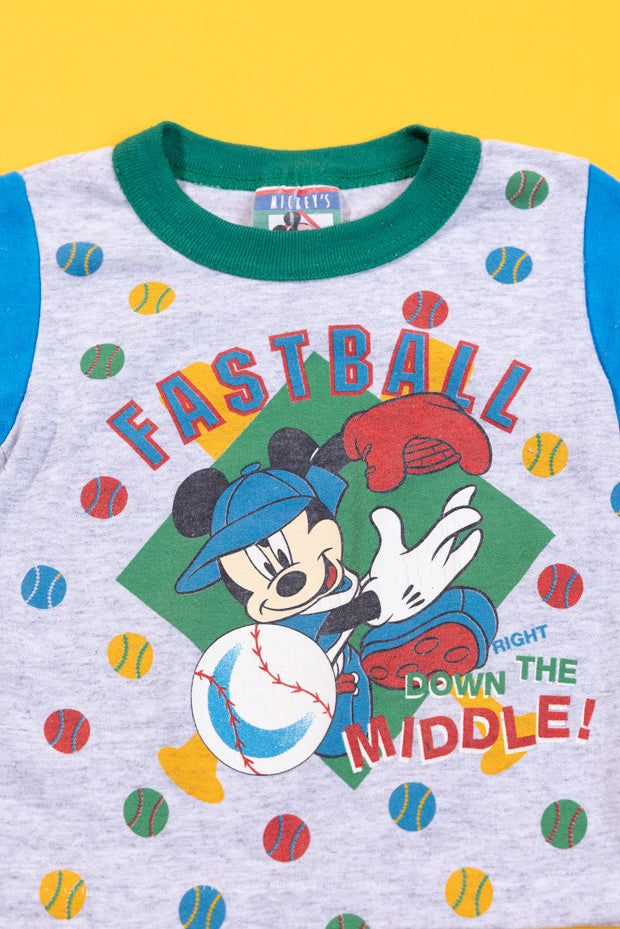 Vintage 90s Disney Mickey Fastball T-shirt (Kids - 4T)