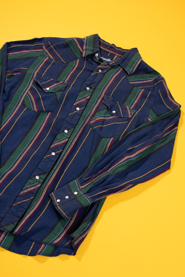 Vintage 80/90s Wrangler Striped Western Long Sleeve Collared Shirt