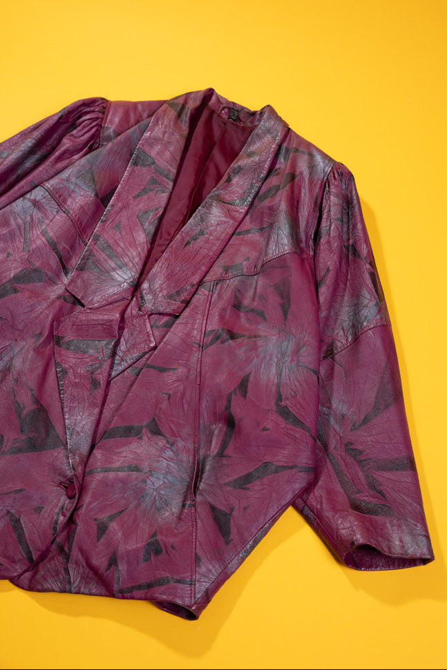Vintage 80s Leather Batwing Jacket