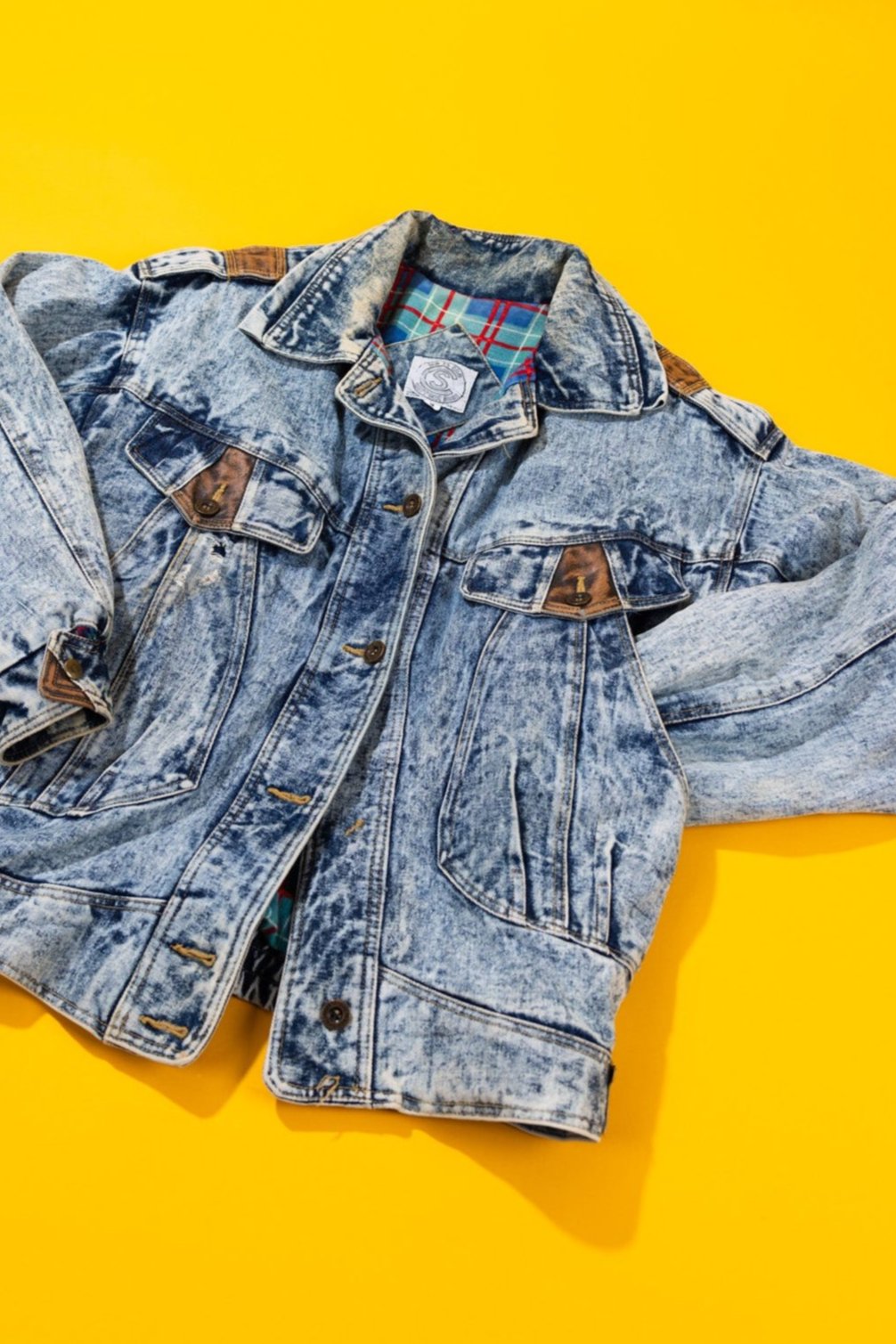Vintage 80s Be In The Current Seen Acid Wash Denim Jacket