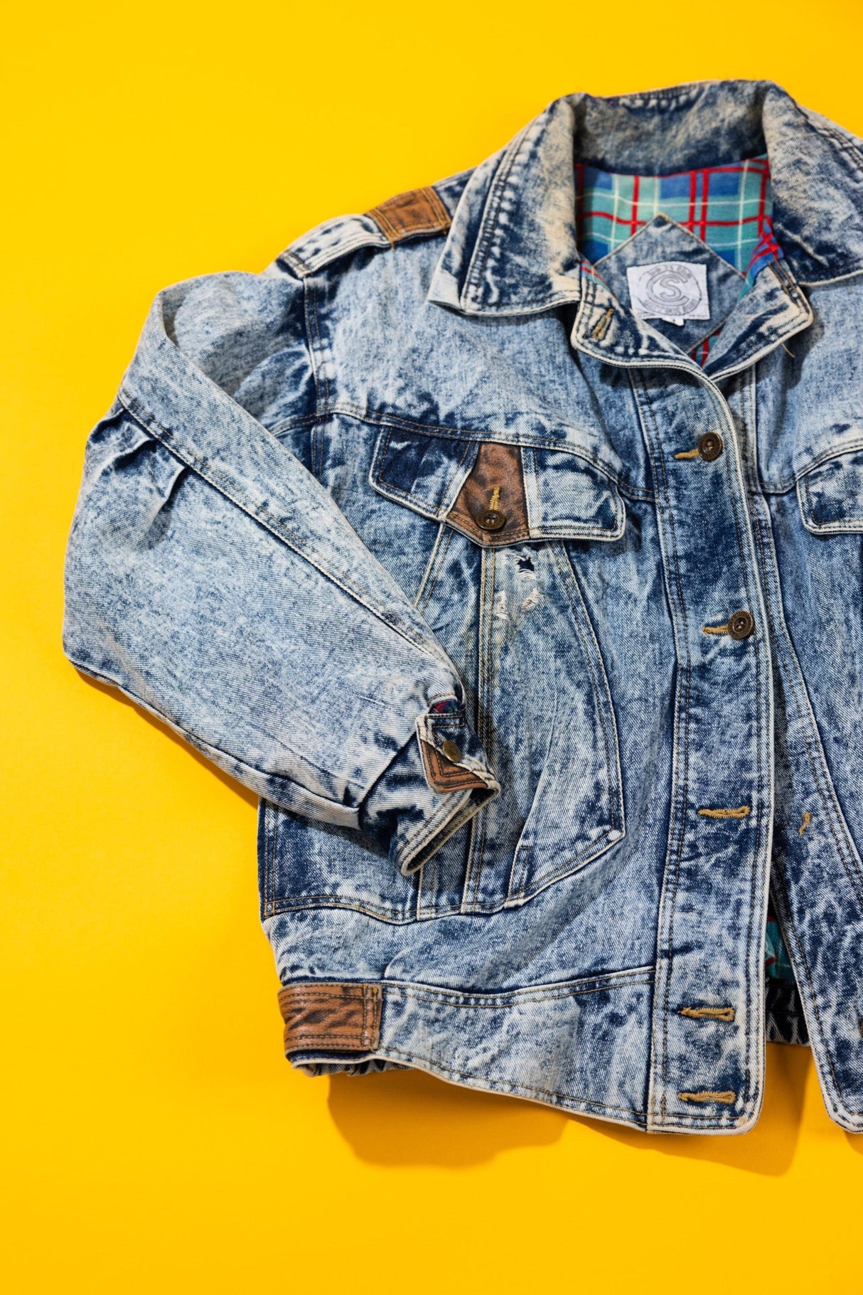 Vintage 80s Be In The Current Seen Acid Wash Denim Jacket