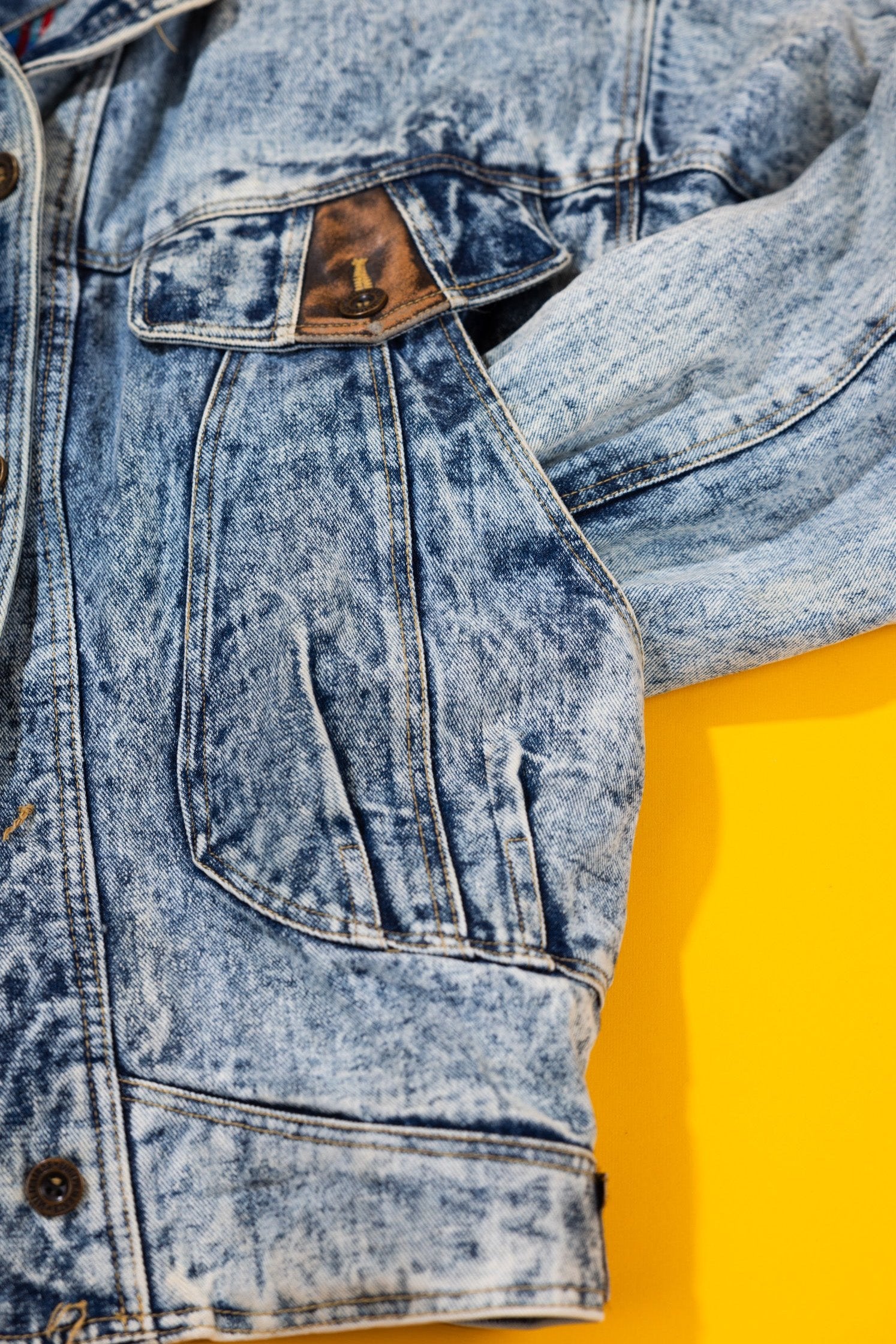 Vintage 80s Be In The Current Seen Acid Wash Denim Jacket