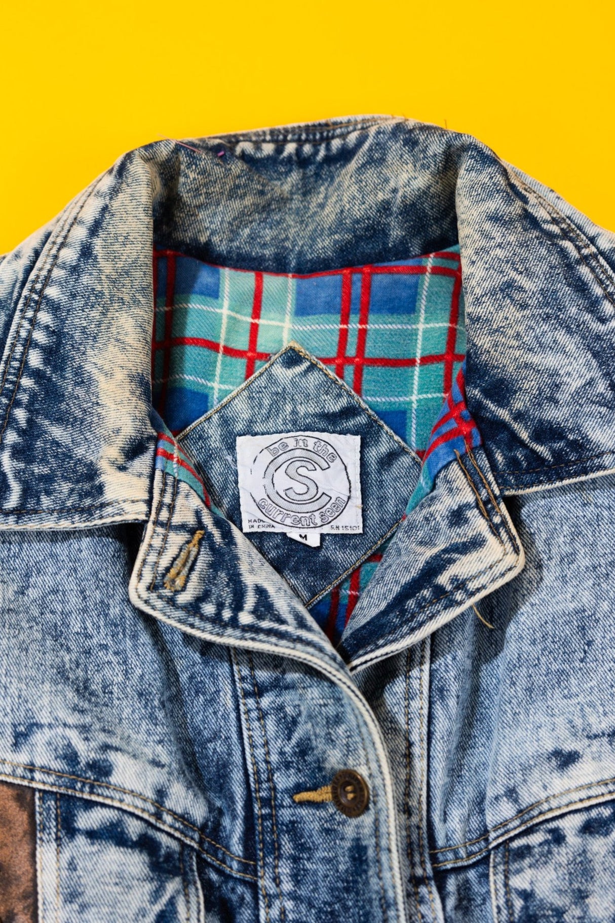 Vintage 80s Be In The Current Seen Acid Wash Denim Jacket