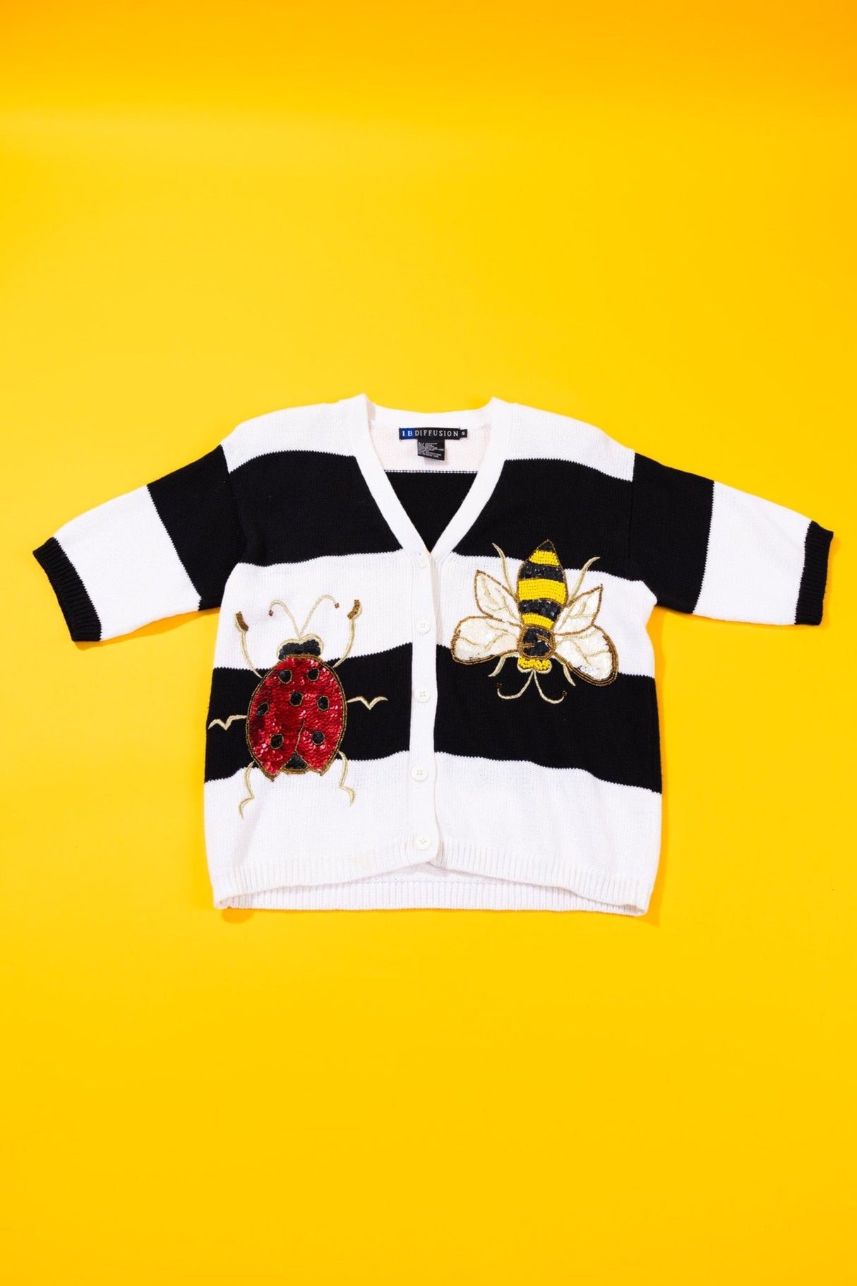 Vintage 90s I.B. Diffusion Lady Bug Bumble Bee Knitted Sweater