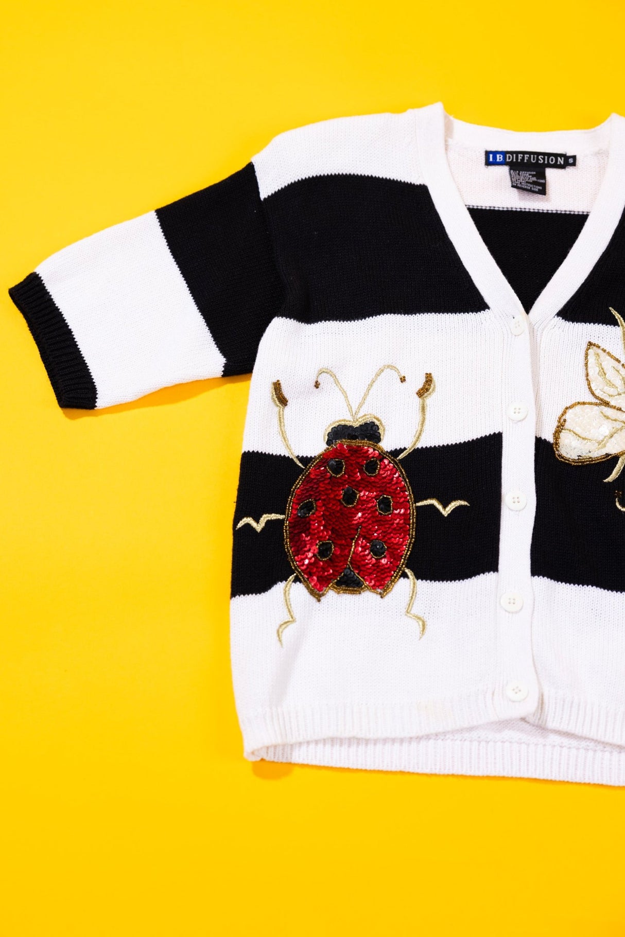 Vintage 90s I.B. Diffusion Lady Bug Bumble Bee Knitted Sweater