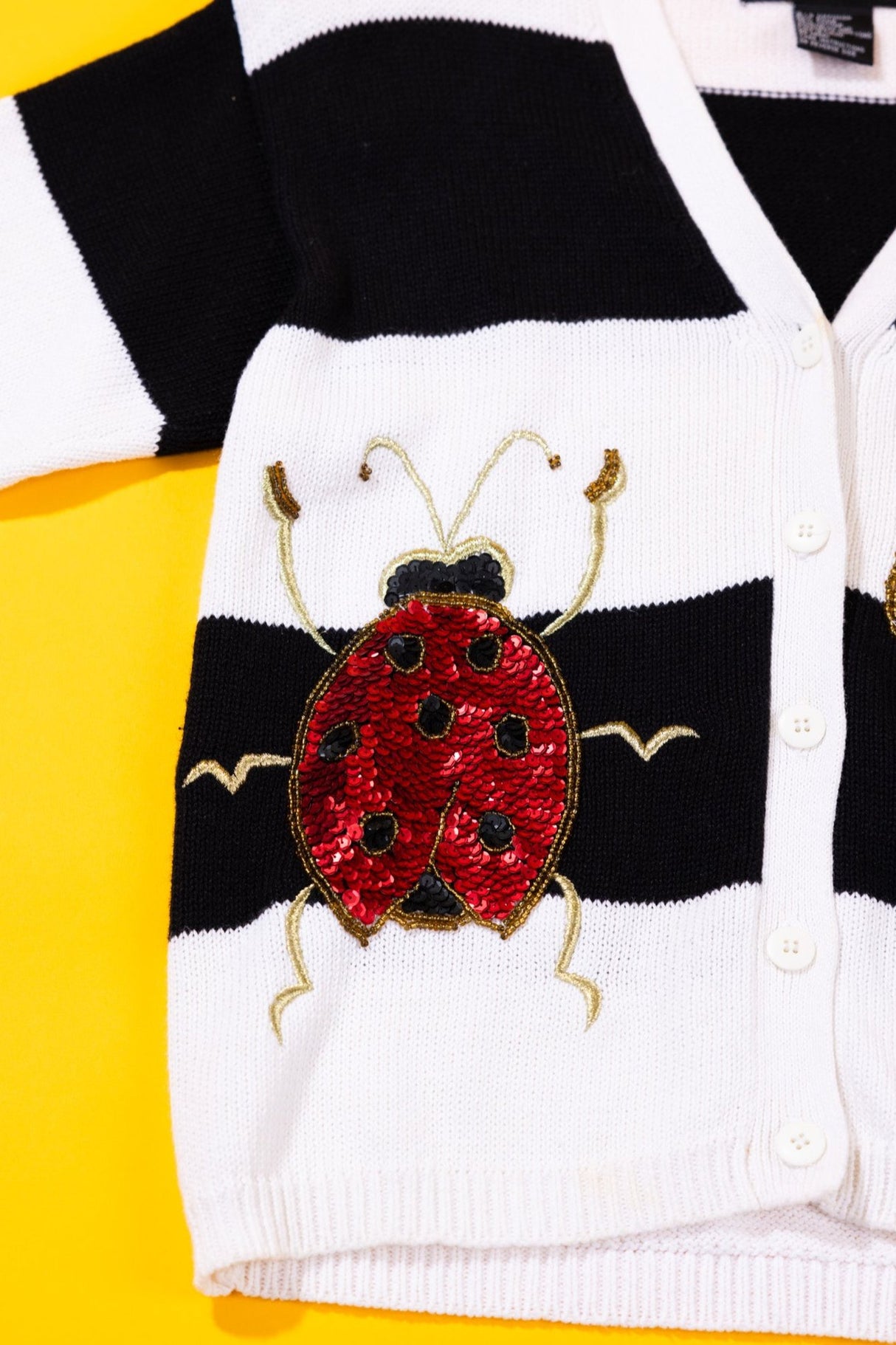 Vintage 90s I.B. Diffusion Lady Bug Bumble Bee Knitted Sweater