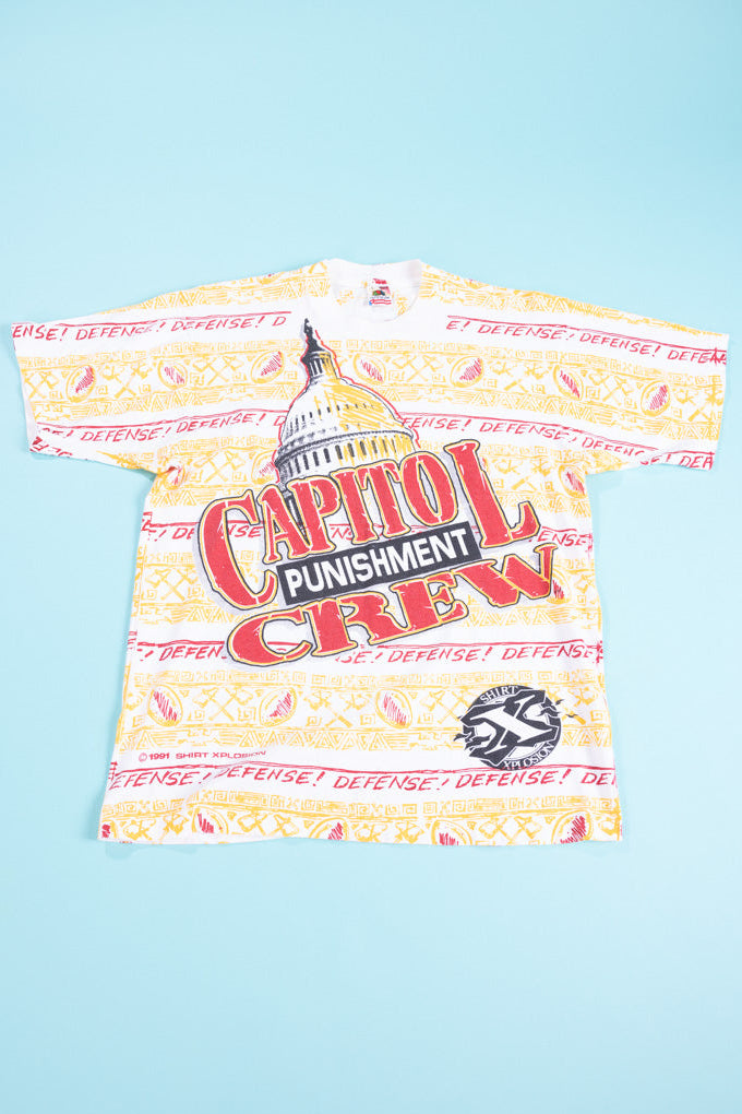 Vintage 1991 NHL Washington Capitol Punishment Crew AOP T-shirt