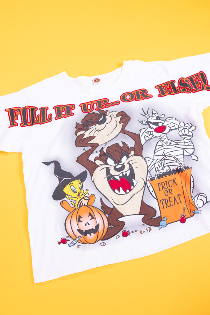 Vintage 1998 Looney Tunes Fill It Up Or Else Halloween T-shirt