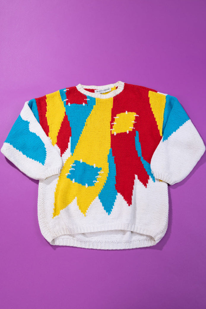 Vintage 80s Renso Fabiani Hand Knitted Sweater