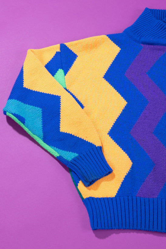 Vintage 80s Retro Wool Knitted Turtleneck Sweater